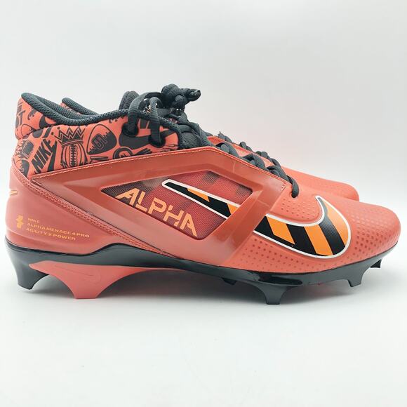 Nike Men Alpha Menace 4 Pro NRG Molded Football Cleat Size 8 Orange Black NWOB - Picture 3 of 11